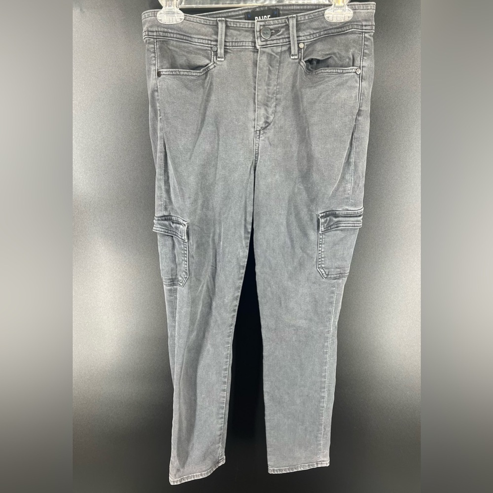Paige Hoxton Skinny Cargo Gray High Rise Skinny Jeans with Utility Pockets 28